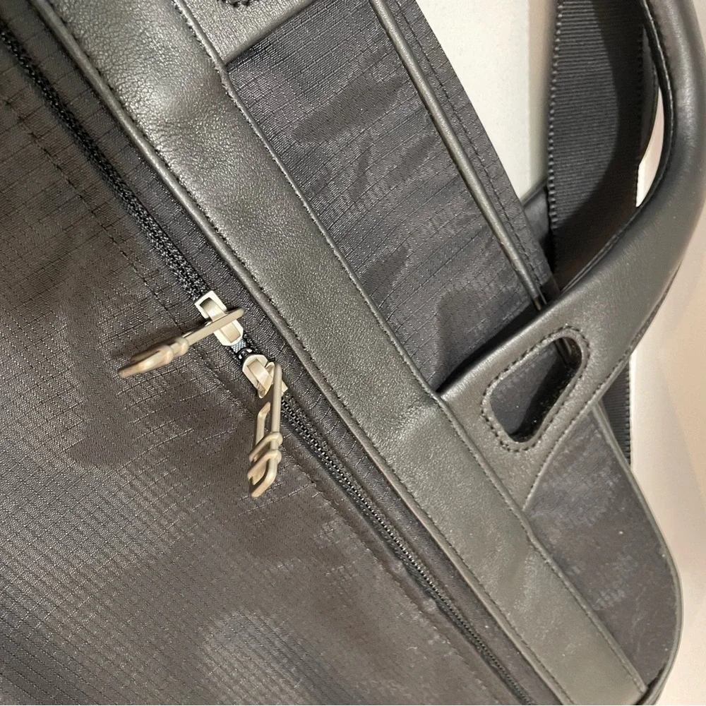 Tumi Double Zip Leather Trimmed Travel Briefcase